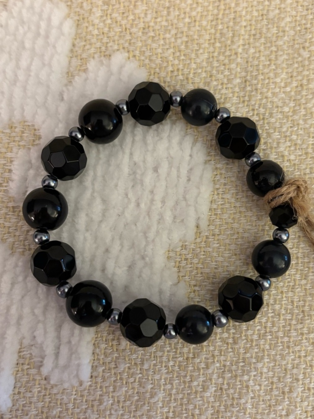 Black Beaded Stretch Bracelet - Classic Women's Jewelry